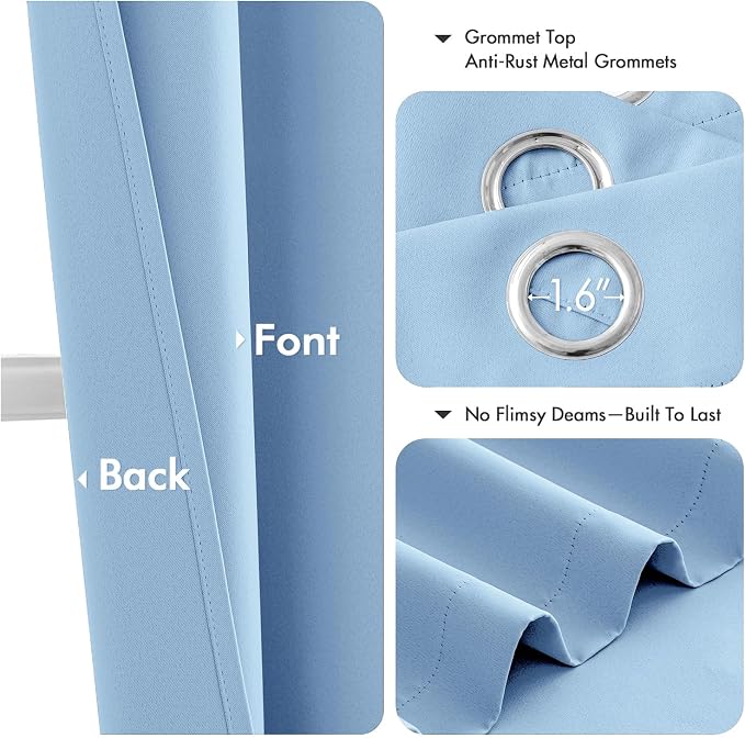 MIULEE Sky Blue Blackout Curtains