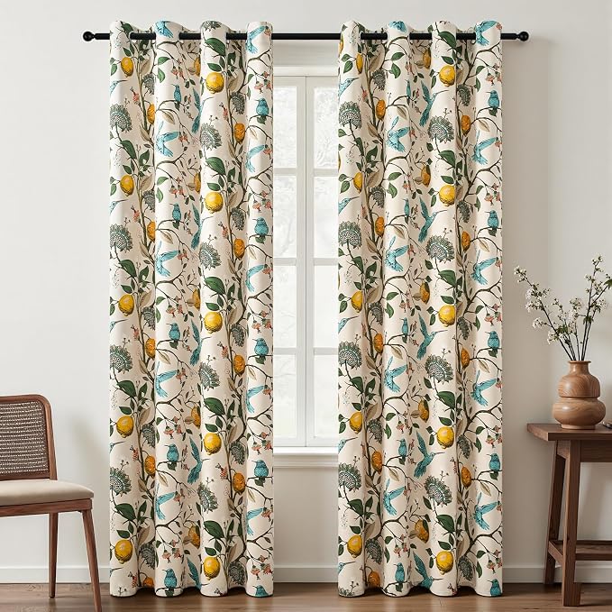 Topfinel 94 Inches Long Custom Window Treatments, Retro Art Deco Euro Flower