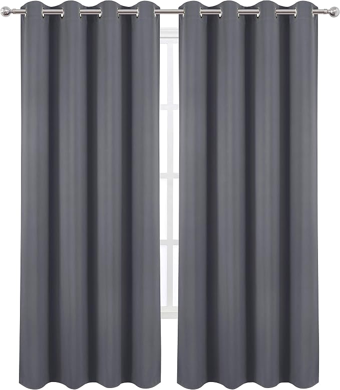 LEMOMO Grey Thermal Blackout Curtains/52 x 95 Inch/Set of 2 Panels Room