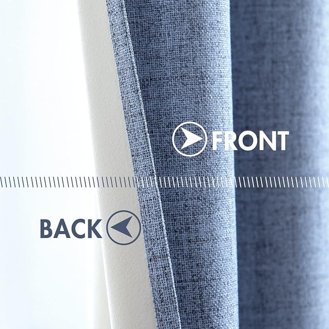 MIULEE Linen Texture Curtains for Bedroom Solid 100% Blackout Thermal Insulated