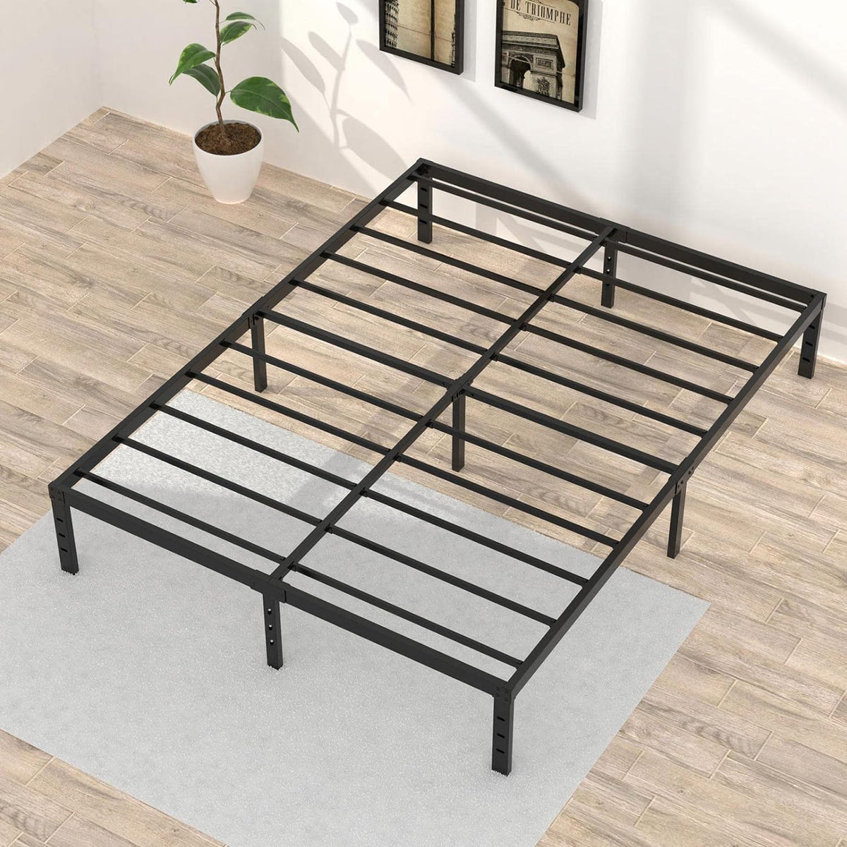 Full Bed Frame No Box Spring Needed, 14 Inch Heavy Duty Metal Platform Bed Frame Full Size with Storage, 2500lbs Steel Slats Support, Easy Assembly, Black