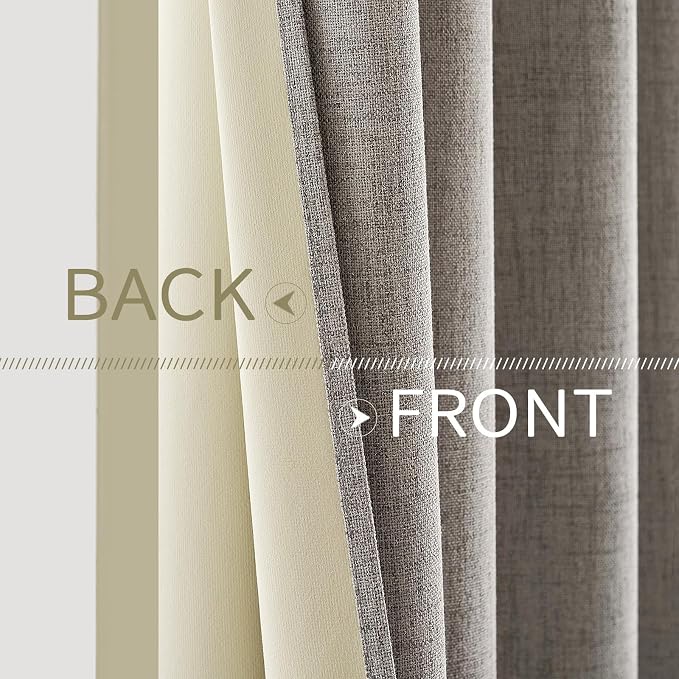 MIULEE 100% Blackout Linen Textured Curtains