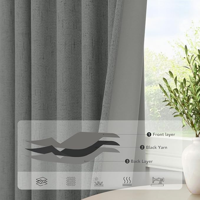 Dark Grey Thermal Curtains 54 Inch Length