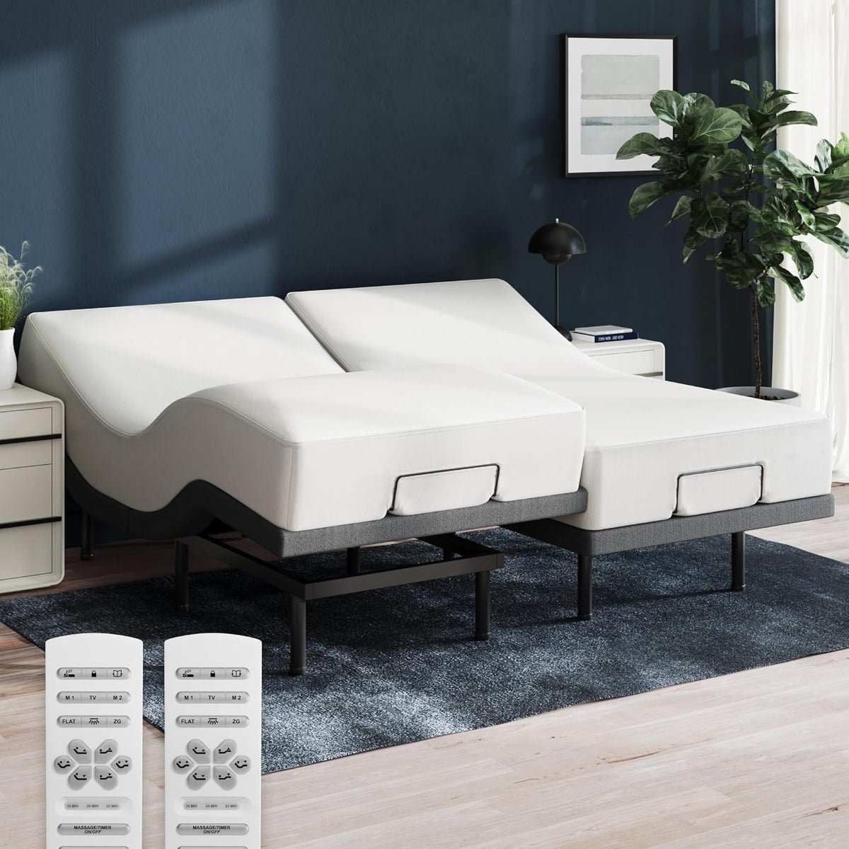 Nectar Luxe Twin XL Adjustable Base & 14” Mattress (New Version) - Head & Foot Incline - Medium Firm Memory Foam - Cooling Upgrade - 3 Massage Settings - 365-Night Mattress Trial & Forever Warranty