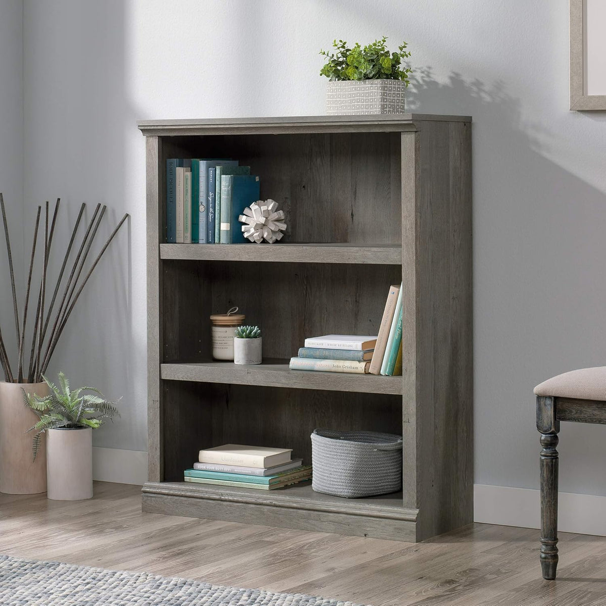 Sauder Miscellaneous Storage 3-Shelf Bookcase/ Book shelf, Mystic Oak finish