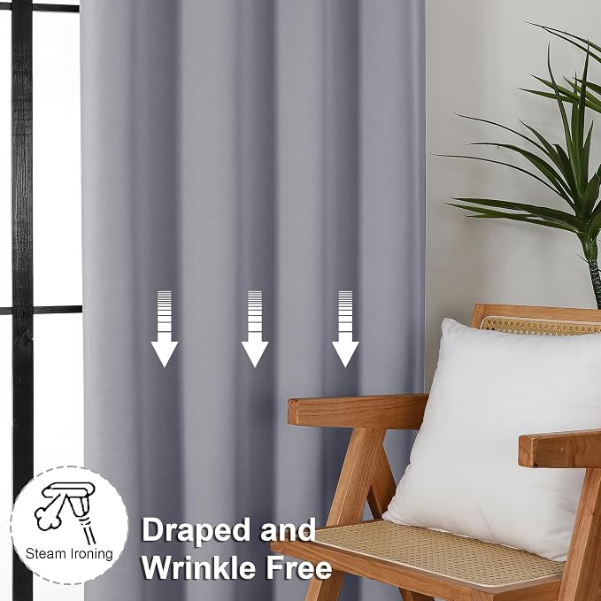 Simplebrand Ava Silver Grey Short Blackout Curtains