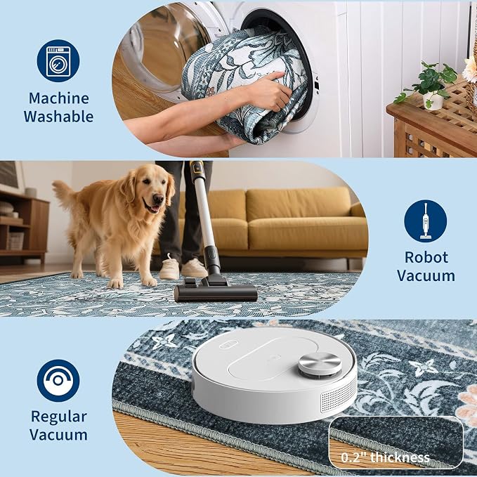 GarveeHome Mist Blue 2x3 Door Mat Indoor Rugs