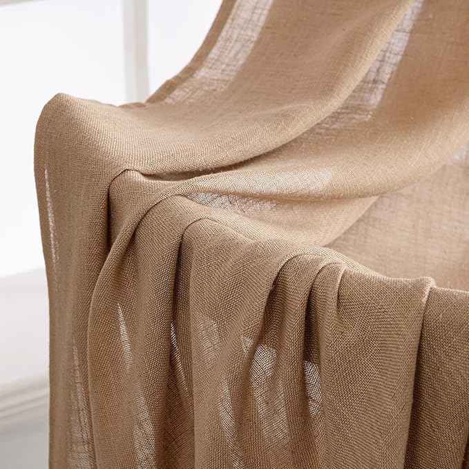 MIULEE Brown Linen Curtains 84 Inch Length