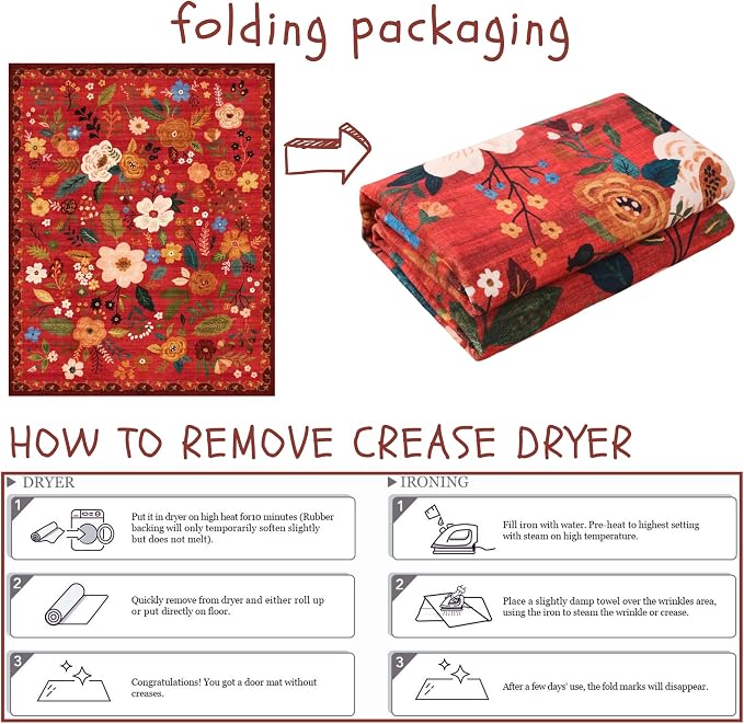Rugcomf Door Mat Indoor Entrance 2x3 Rug Machine Washable Boho Floral Small