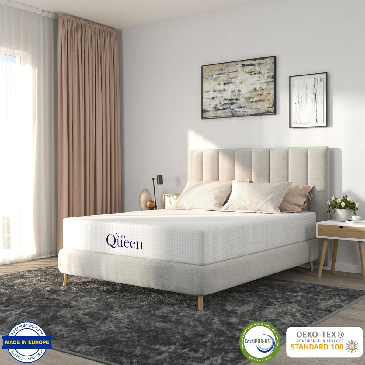 NapQueen 12 Inch Twin Size Mattress, Bamboo Charcoal Memory Foam Mattress, Bed in a Box, White