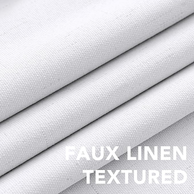 H.VERSAILTEX White Linen Blackout Curtains Durable Thick Textured Linen Look