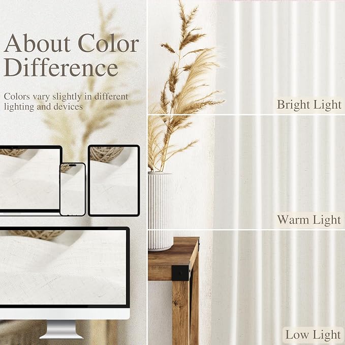 Neutral Linen Curtains 45 Inch Length