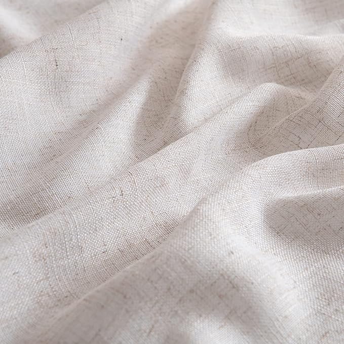 MIULEE Natural White Linen Curtains 84 Inch Length