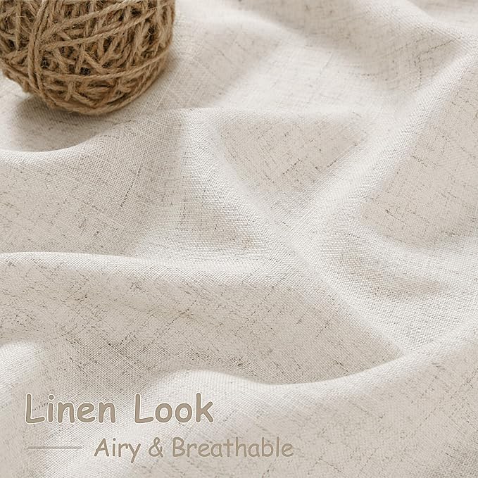 Nanspring Pearl White Linen Curtains 84 Inches Long