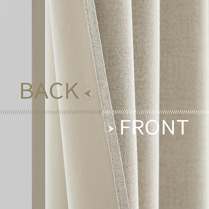MIULEE 100% Blackout Linen Textured Curtains