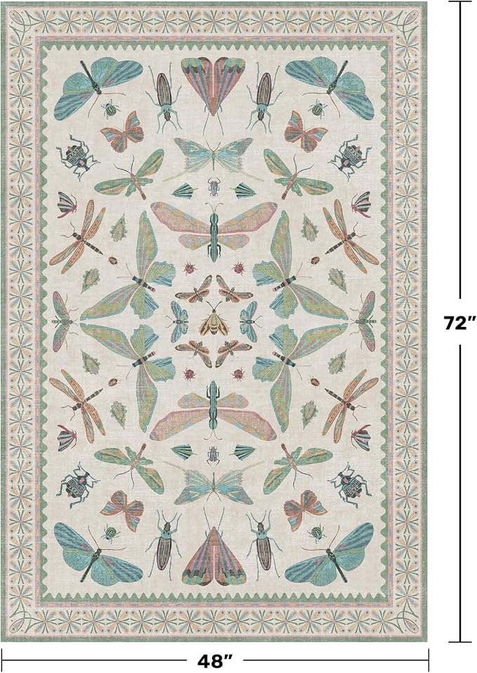 Light Blue and Pink Rug 4x6 Rugs