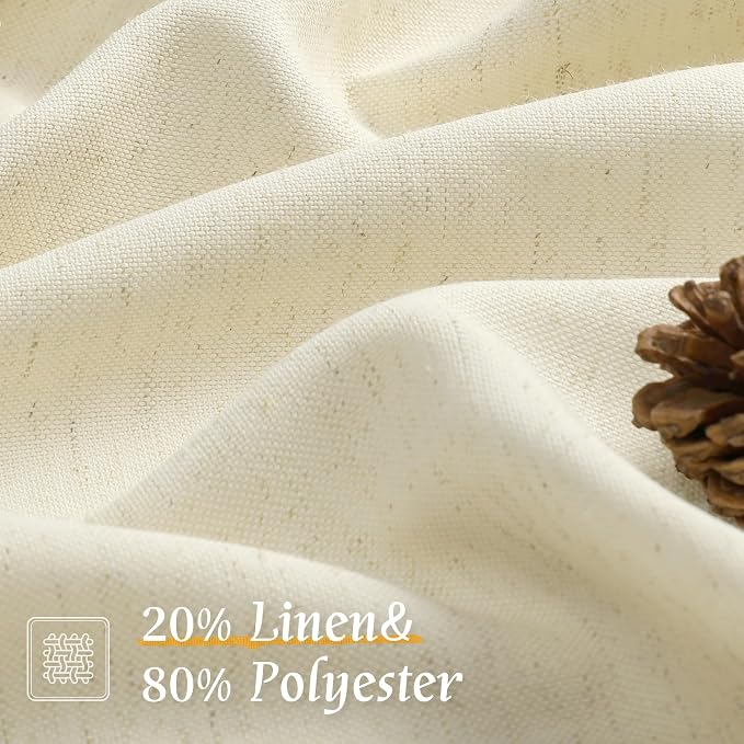 LAMIT Natural Light Beige Linen Curtains 84 inch Long 2 Panels, Soft Thick