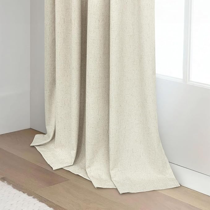 Pitalk 80 Inch Curtains 2 Panel Set Linen Blackout Curtains