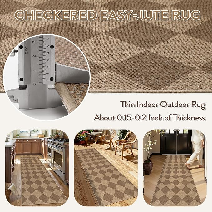 Lahome Checkered Easy Runner Rug, 2x8 Carpet Runners