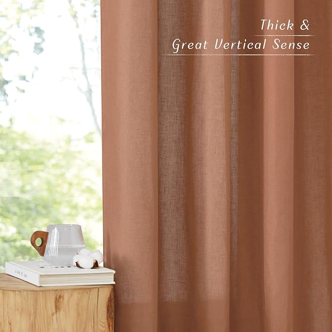 NICETOWN Caramel Linen Curtains