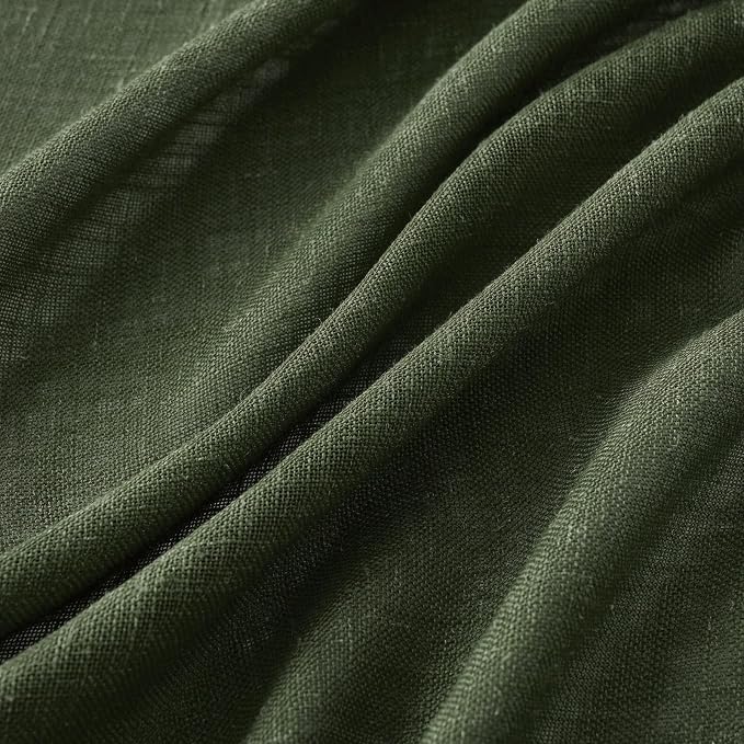 MIULEE Olive Green Linen Curtains 72 Inch Length
