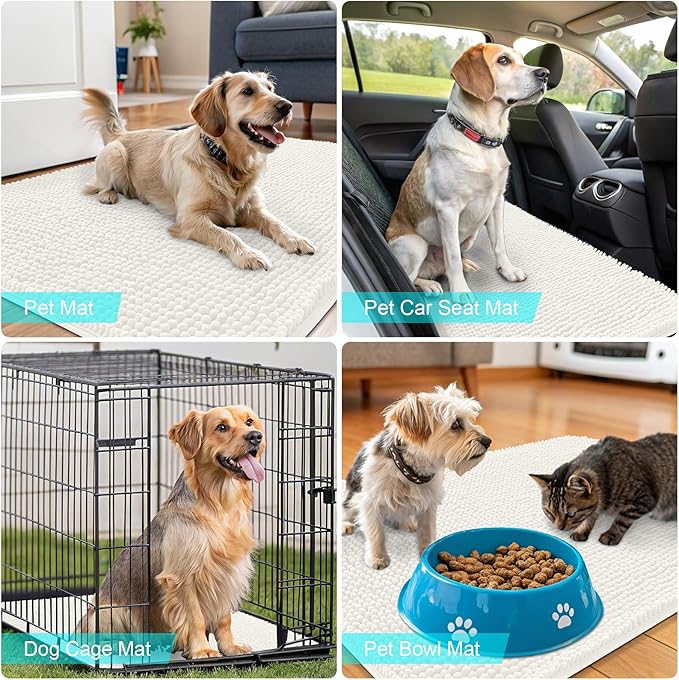 OLANLY Dog Door Mat for Muddy Paws 30x20, Absorbs Moisture and Dirt, Absorbent