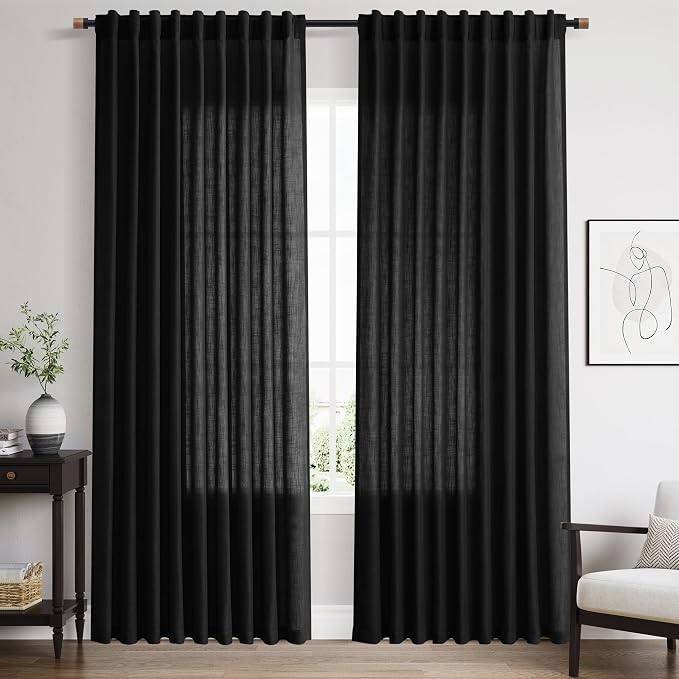 Nanspring Linen Curtains 84 inches Long