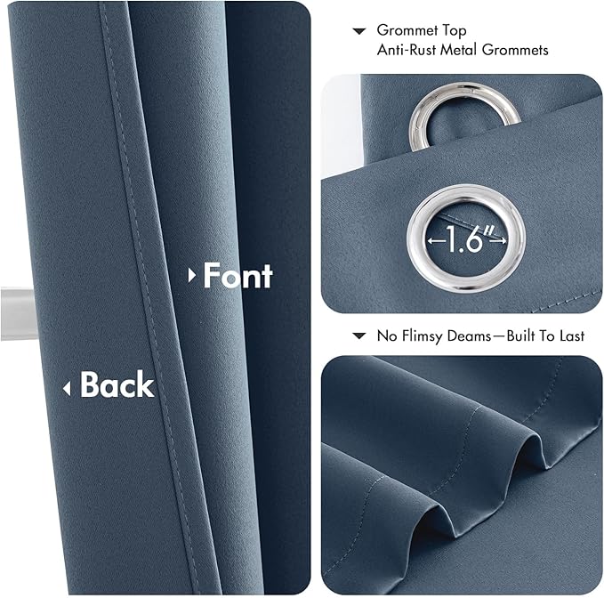 MIULEE Stone Blue Blackout Curtains
