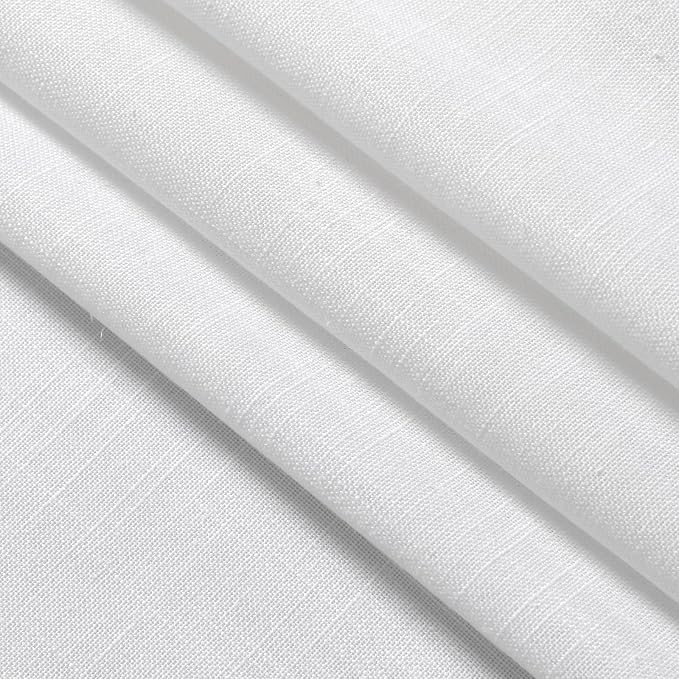 Nanspring White Linen Cafe Curtains 24 Inch Length Light Filtering Semi Sheer