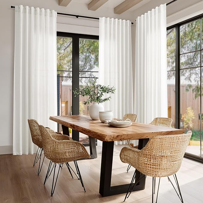 Nanspring Beige White Linen Curtains