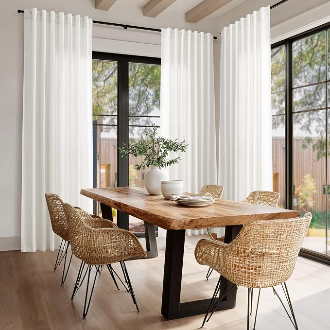 Nanspring Beige White Curtains Linen