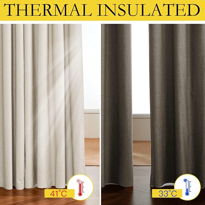 NICETOWN 100% Absolutely Blackout Linen Curtains