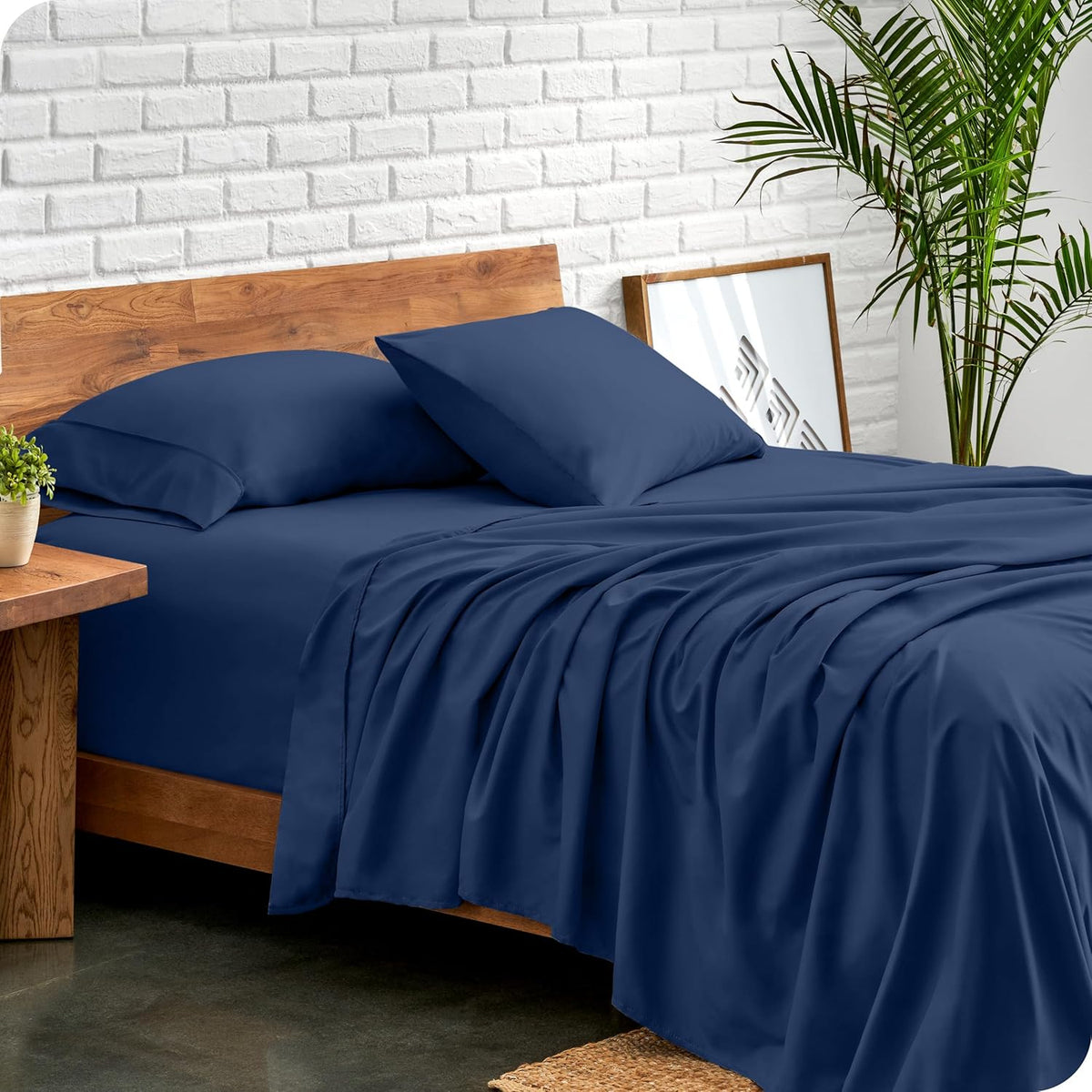 Bare Home Full Sheet Set - Luxury 1800 Ultra-Soft Microfiber Bed Sheets - Double Brushed - Deep Pockets - Easy Fit - 4 Piece Set - Bedding Sheets & Pillowcases (Full, Dark Blue)