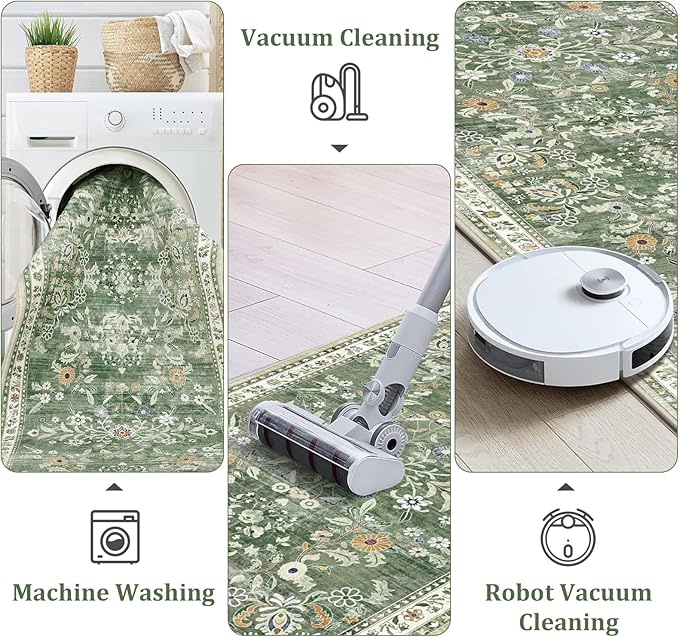 Yamaziot Washable Runner Rug 2x4 – Non Slip Boho Floral Hallway Runner Rug