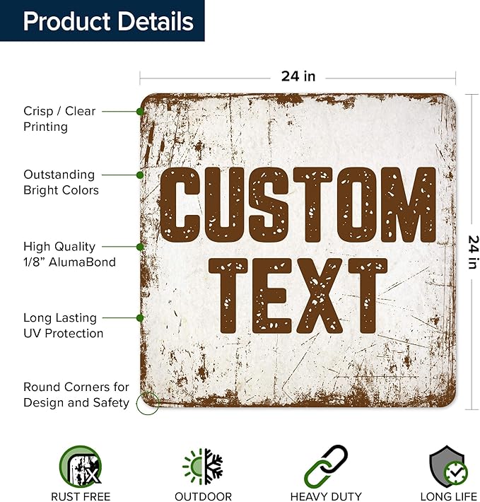 Custom Sign, Custom Street Sign, 11 Font Colors, 13 Font Styles, 4 Hole Options, 22 Sizes, 24x24 Inches, Rust Free DiBound, Fade Resistant, Made in USA by My Sign Center (Rustic)