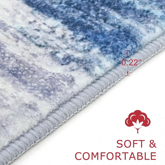 KOZYFLY Modern Abstract Washable Long Rug Runner 2.6x18 Hallway Rug Runner