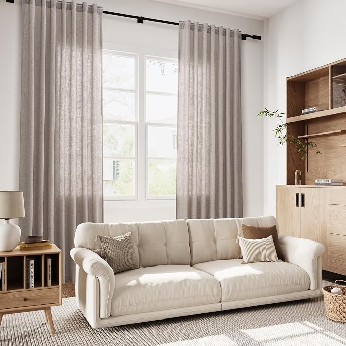 Nanspring Brownish Grey Linen Curtains