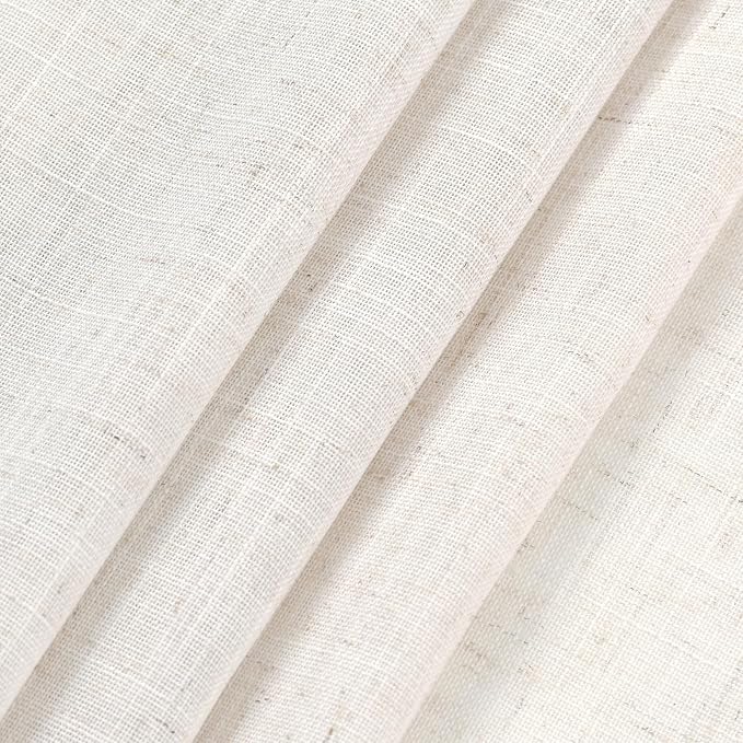 Ivory White Linen Curtains 108 Inches Long Back Tab Pocket Modern Farmhouse