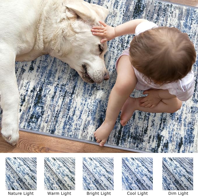 Lansny Modern Abstract Runner Rug 2x12