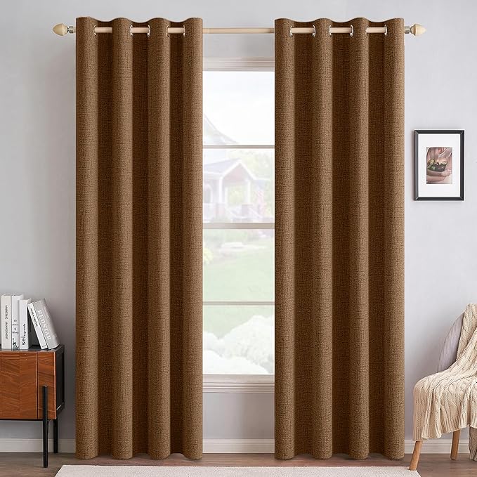 MIULEE Linen Curtains 100% Blackout