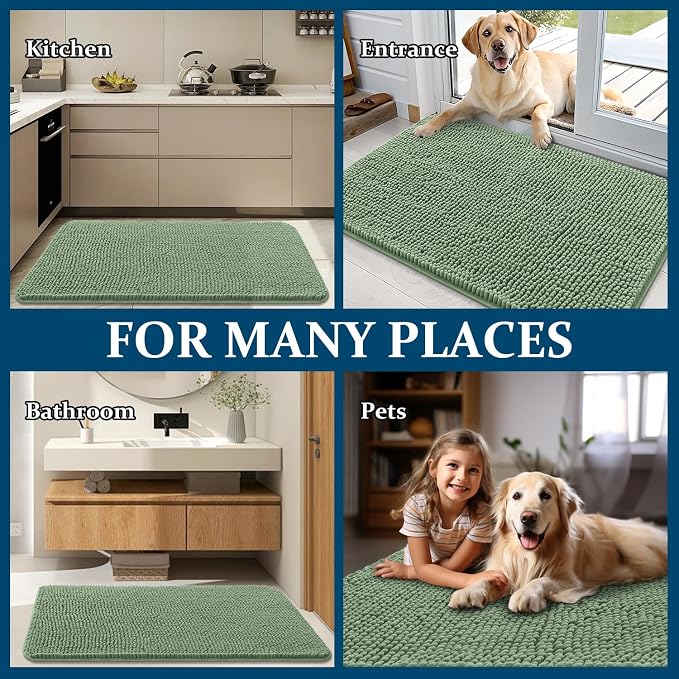 OLANLY Dog Door Mat for Muddy Paws 59x24, Absorbs Moisture and Dirt, Absorbent