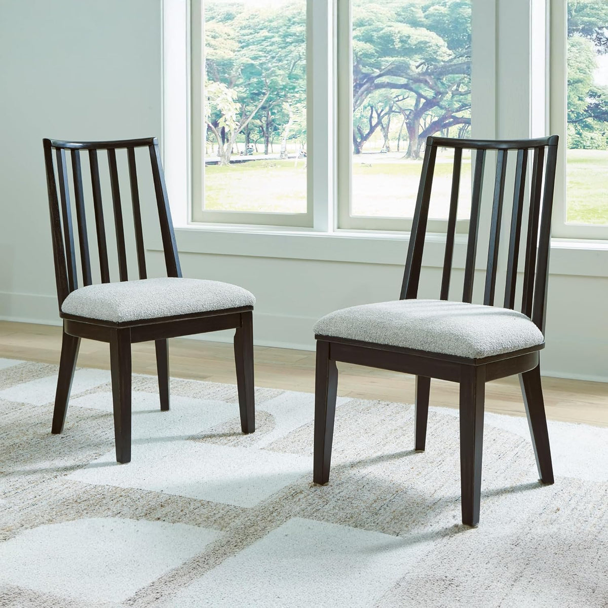 Signature Design by Ashley Galliden Urban Upholstered Armless Dining Chair, Set of 2, Black & Light Gray