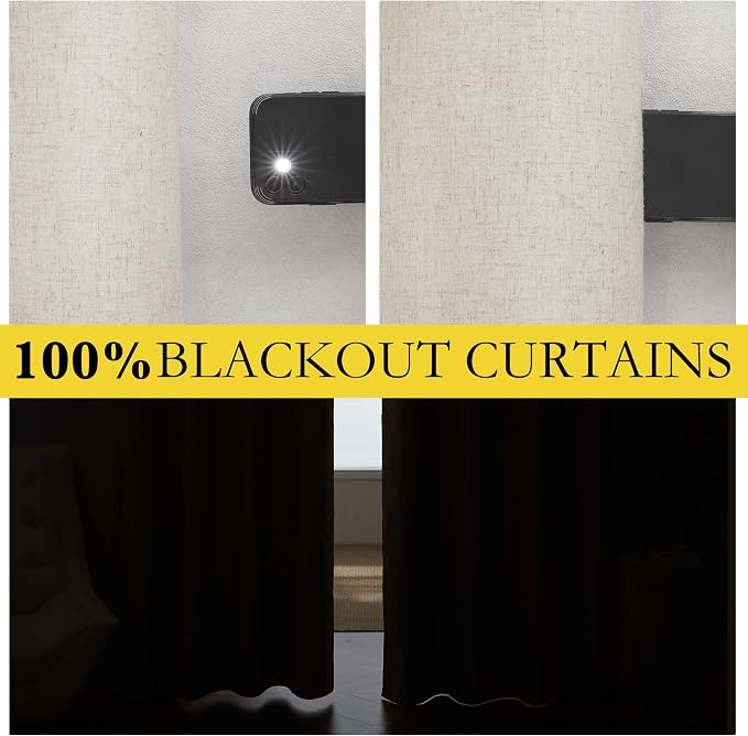 NICETOWN Natural Linen Curtains 45" Long