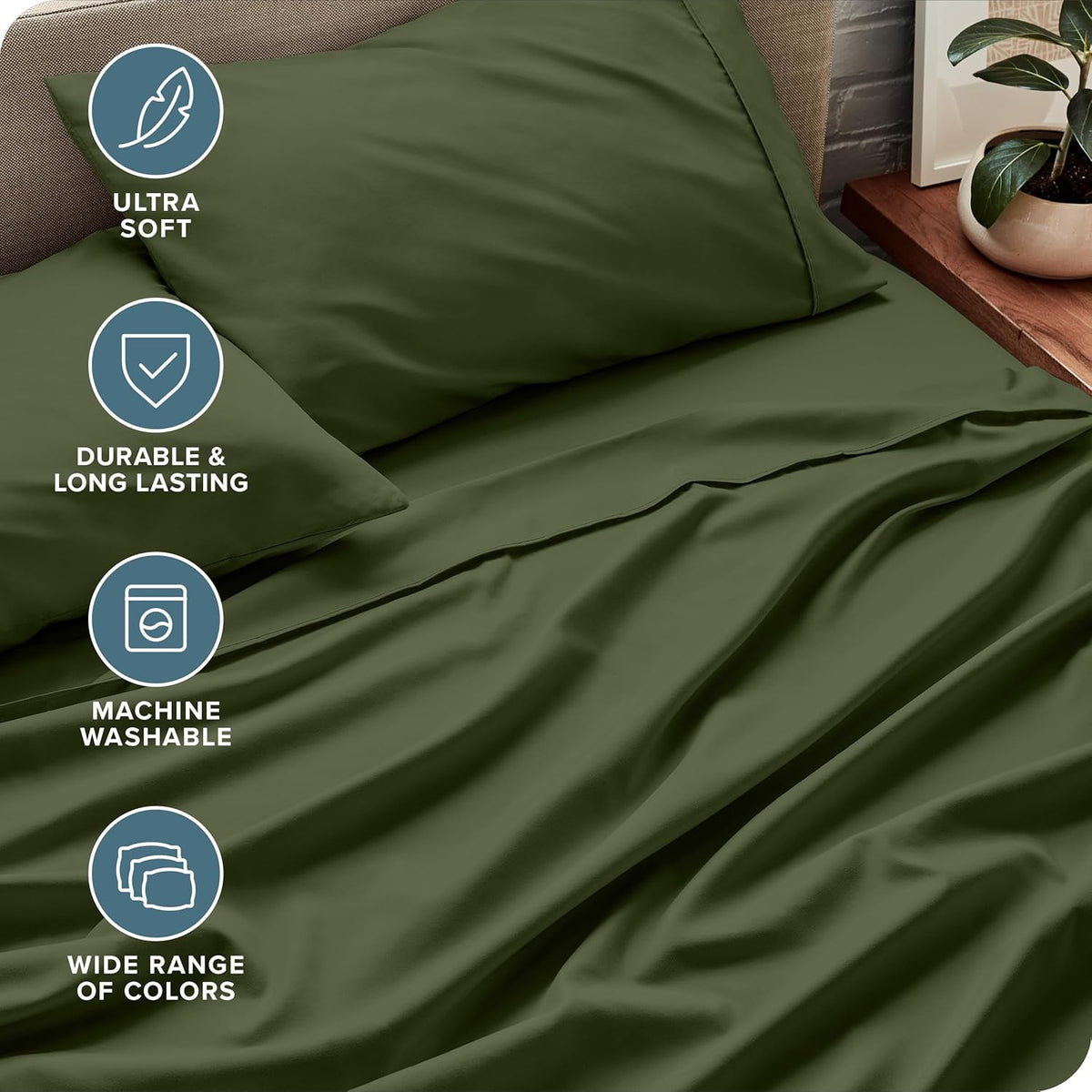 Bare Home Full Sheet Set - Luxury 1800 Ultra-Soft Microfiber Full Bed Sheets - Double Brushed - Deep Pockets - Easy Fit - 4 Piece Set - Bedding Sheets & Pillowcases (Full, Cypress)