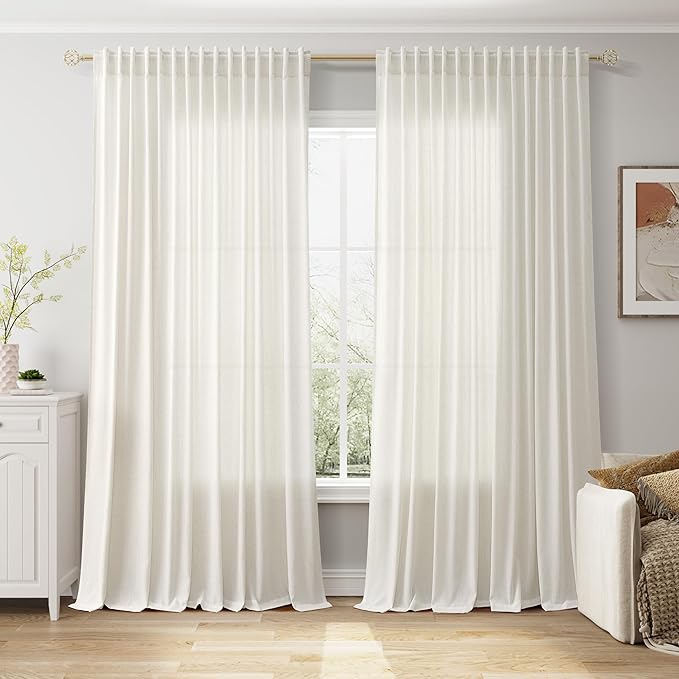 Nanspring Cream Extra Wide Linen Curtains