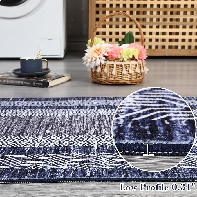 GarveeHome Modern Geometric Area Rug 2x3 Distressed Bordered Washable Non Slip