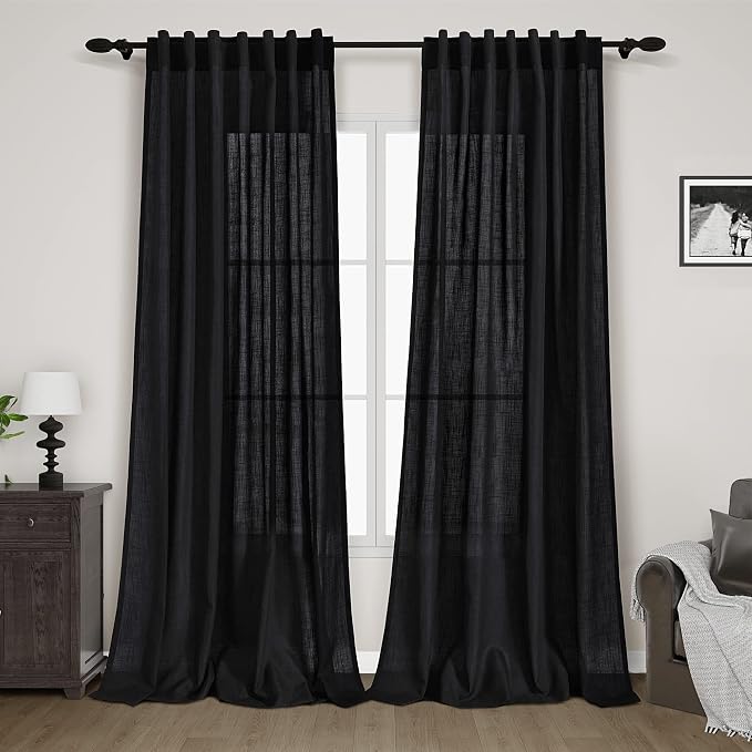 Nanspring Long Black Curtain 100 inches Long 2 Panels Set