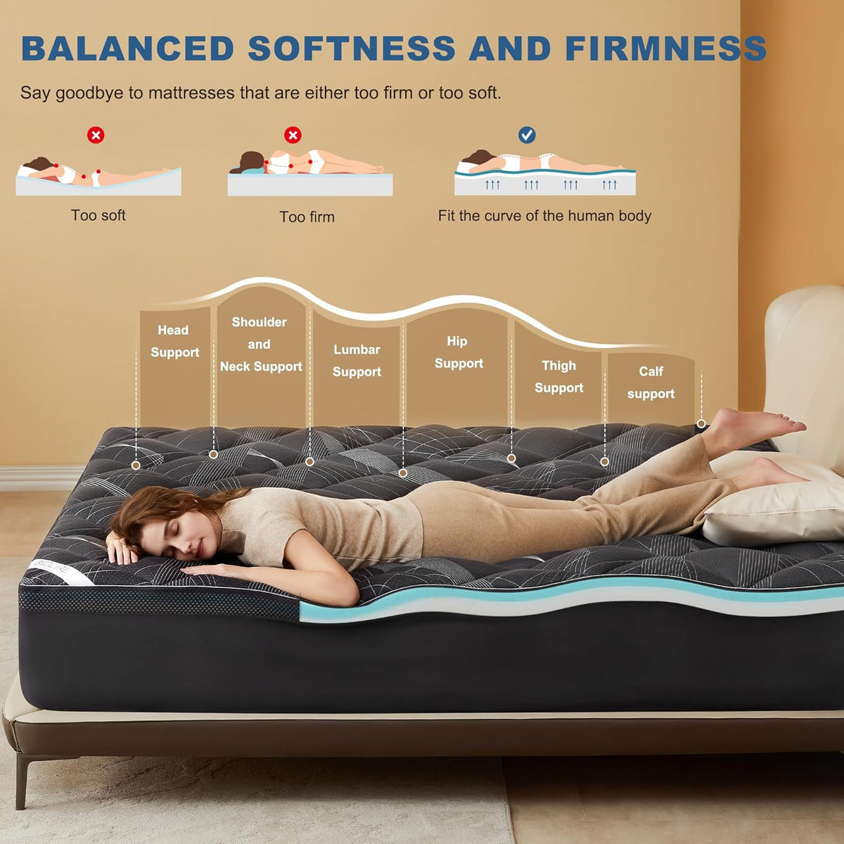 Bedlore 4-Inch King Mattress Topper for Back Pain - Dual Layer Medium Support (2" Gel Memory Foam + 2" Cooling Fluffy Pillow Top Pad), Breathable & Pressure Relief (Gray)