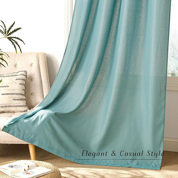 NICETOWN Greyish Blue Linen Curtains