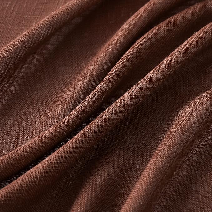 MIULEE Chocolate Brown Linen Curtains 84 Inch Length